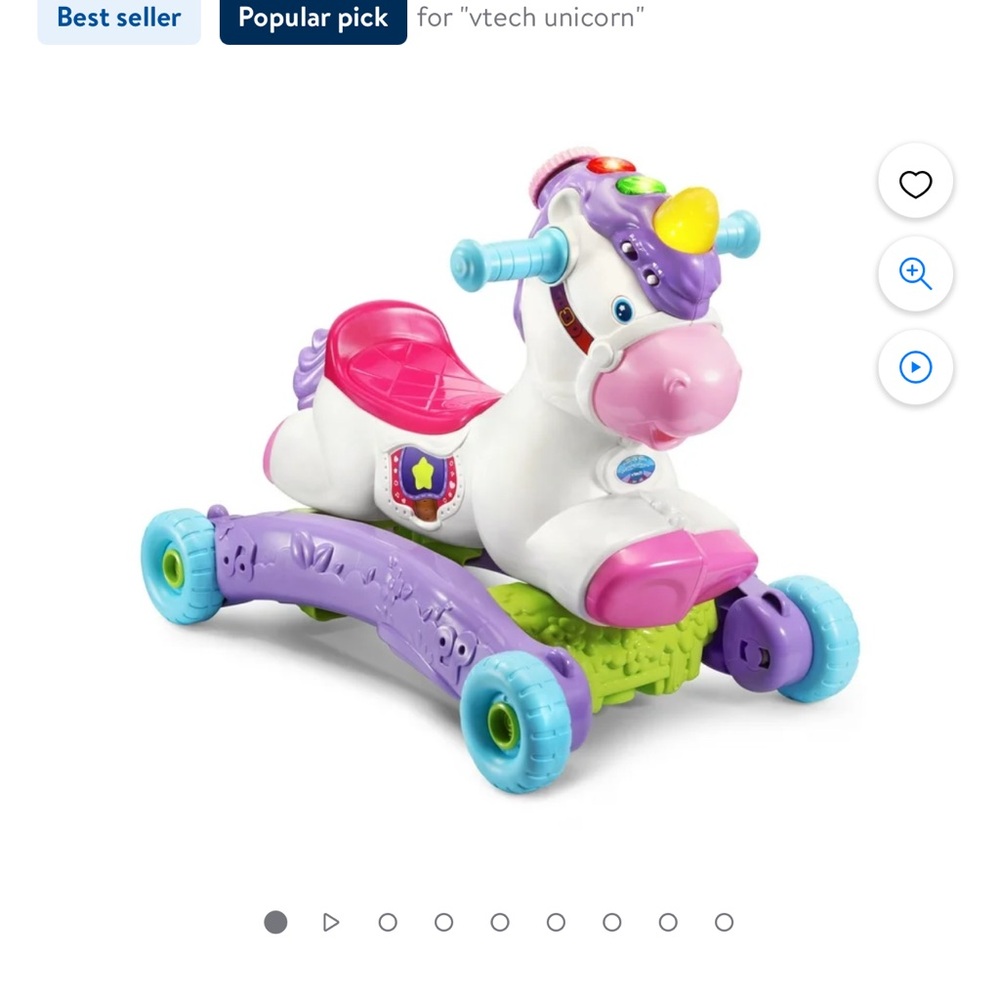 Unicorn Ride-On Toy - Purple and Pink